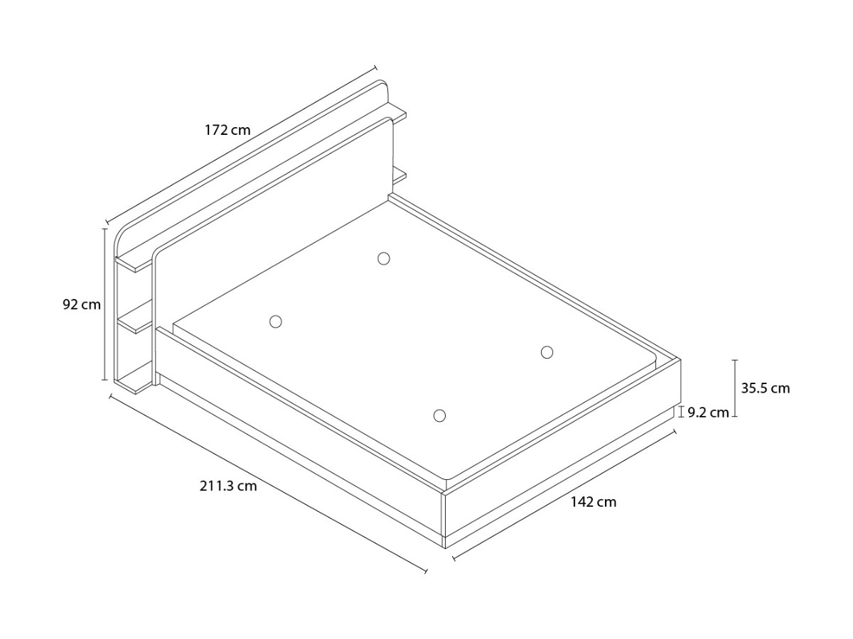 LILA opbergbed met eiken en crème effect