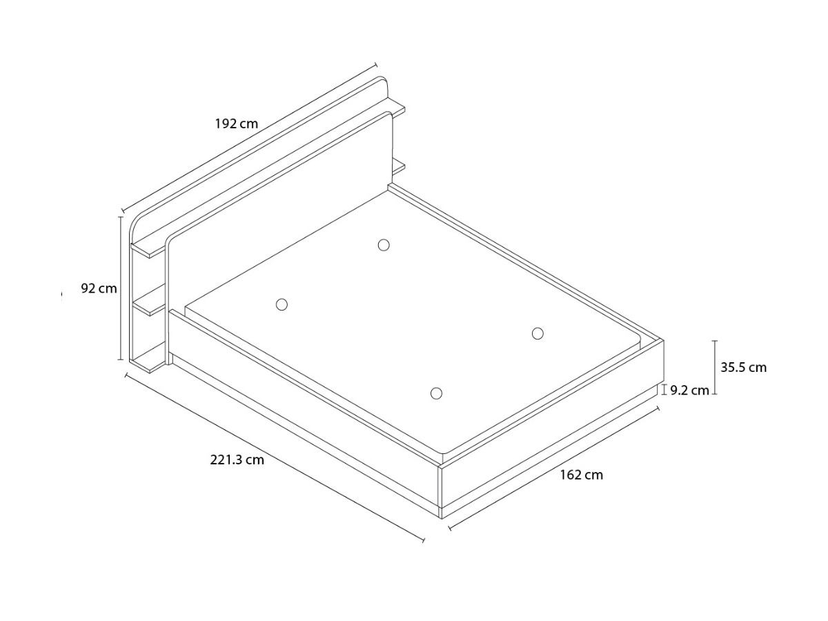 LILA opbergbed met eiken en crème effect