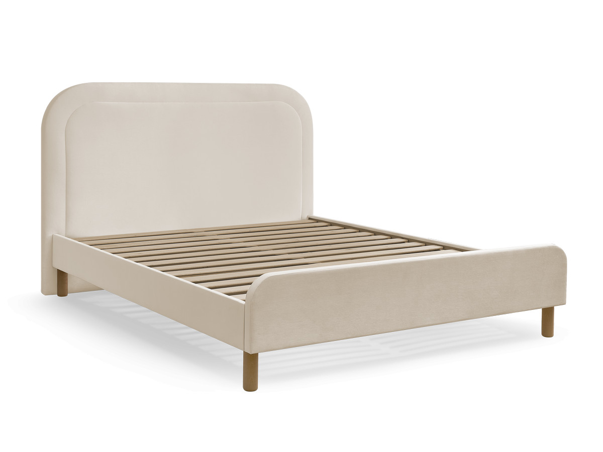 CASSIOPEE bed in fluwelen stof met massieve lattenbodem