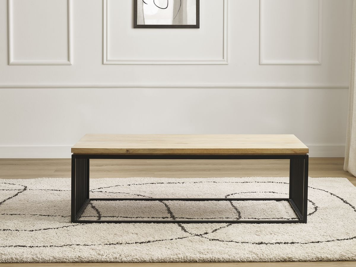 MARTIN rechthoekige salontafel 120 cm massief mangohout en metaal