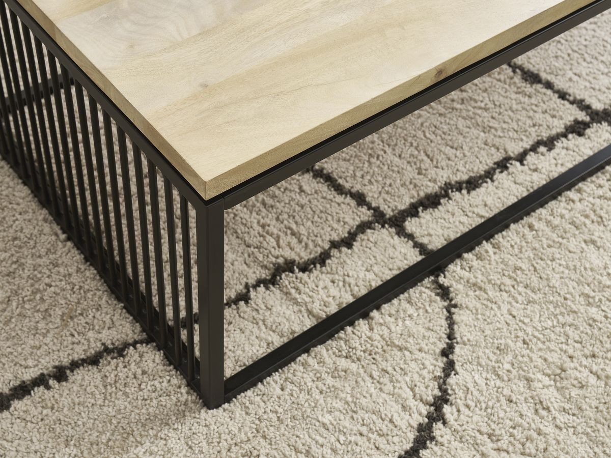 MARTIN rechthoekige salontafel 120 cm massief mangohout en metaal