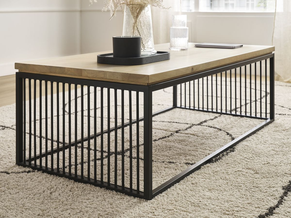 MARTIN rechthoekige salontafel 120 cm massief mangohout en metaal