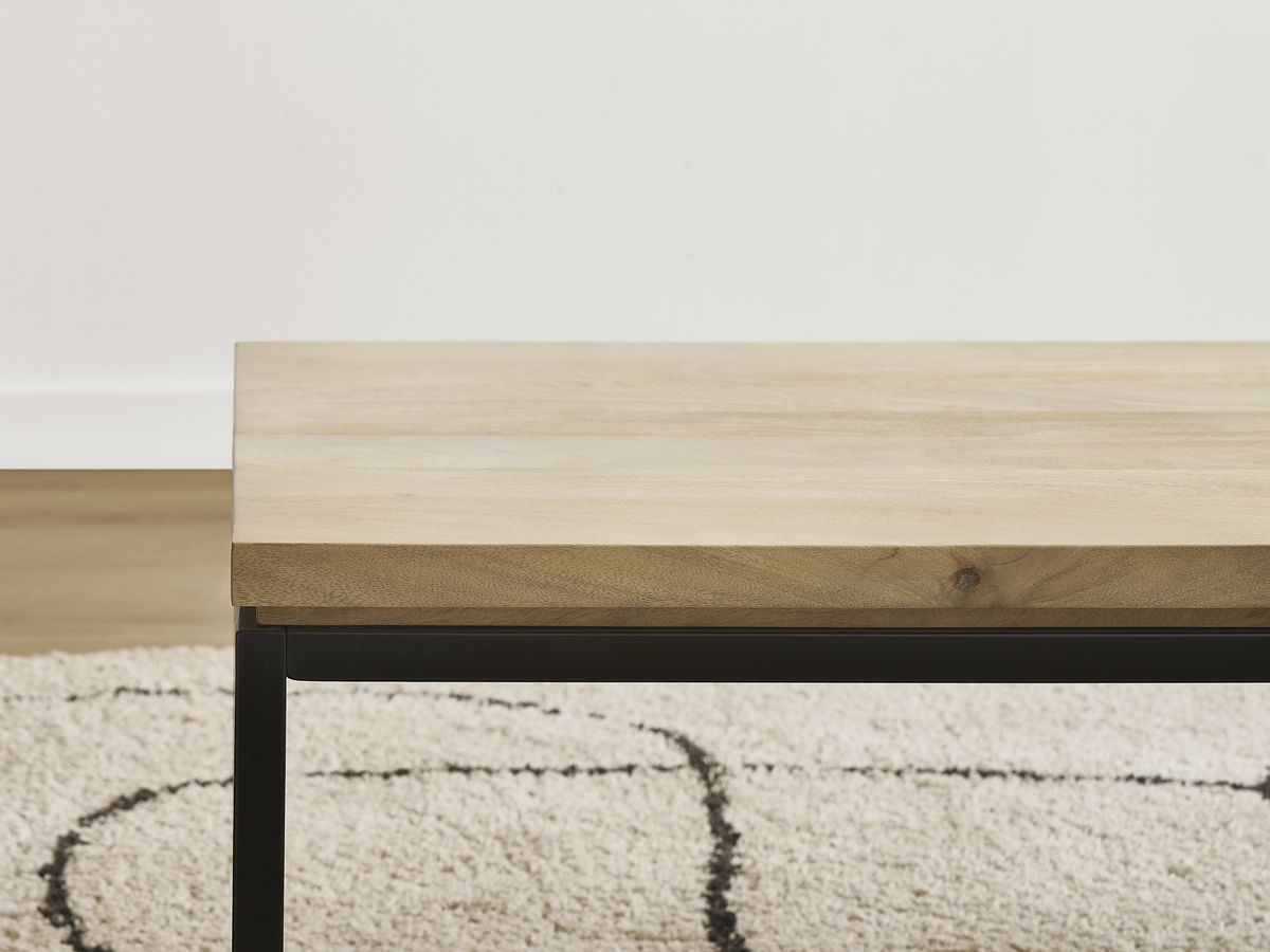 MARTIN rechthoekige salontafel 120 cm massief mangohout en metaal