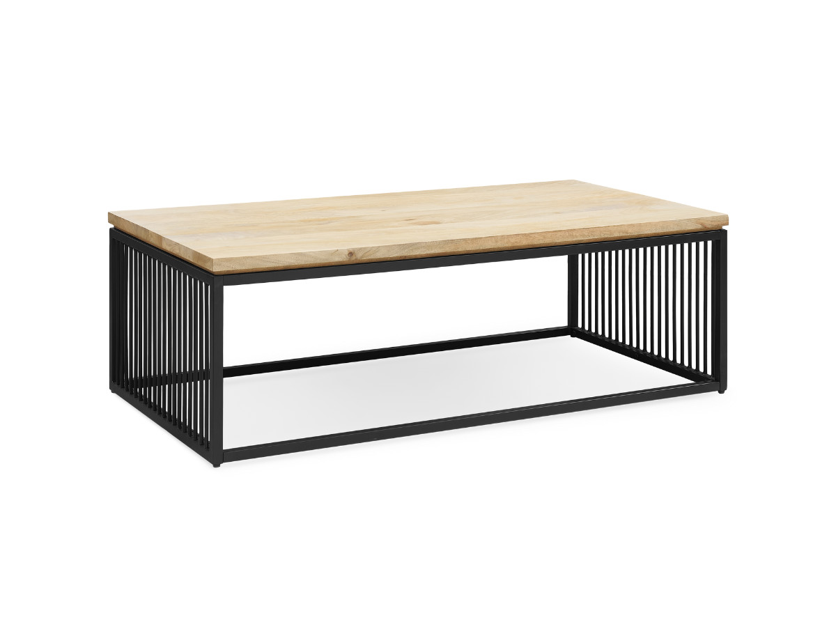 Table basse rectangulaire 120 cm MARTIN bois massif de manguier et métal — vue 3