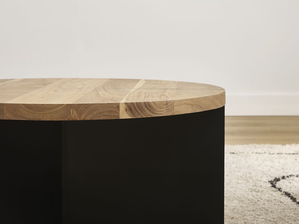 Table basse ronde D.60 cm MARTIN bois massif de manguier et métal