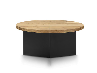 Table basse ronde D.60 cm MARTIN bois massif de manguier et métal