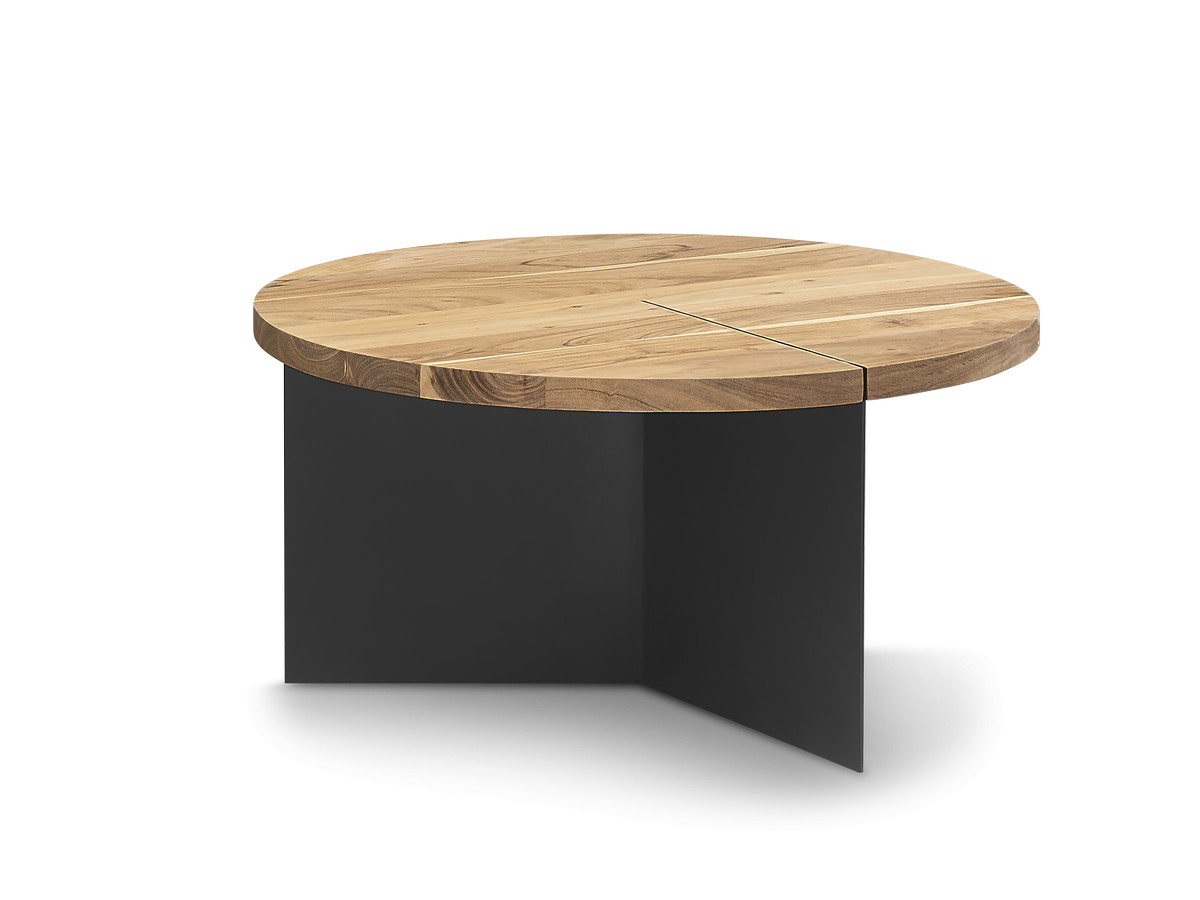 Table basse ronde D.60 cm MARTIN bois massif de manguier et métal