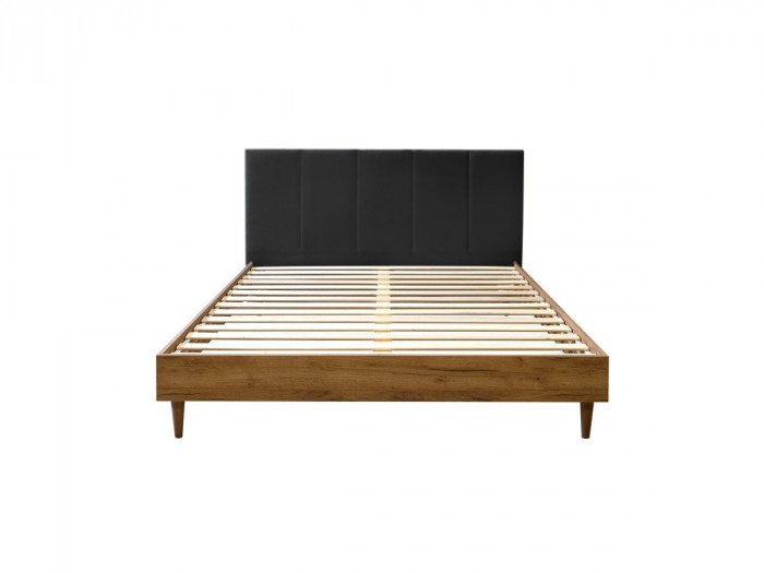 Lit 140 x 190 cm OLYMPE avec lattes massives et pieds en bois naturel