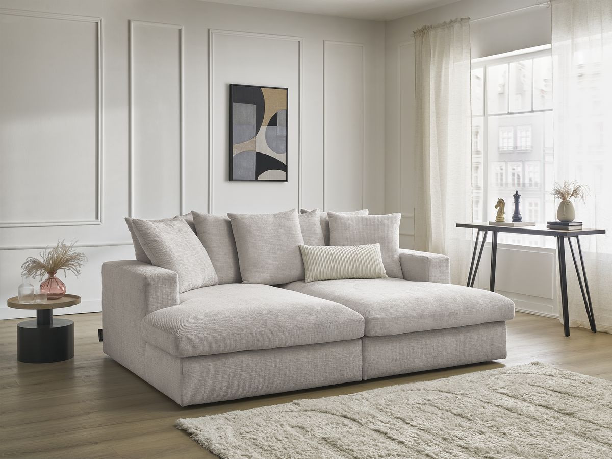 Canapé droit 3 places SIMEON assise profonde beige