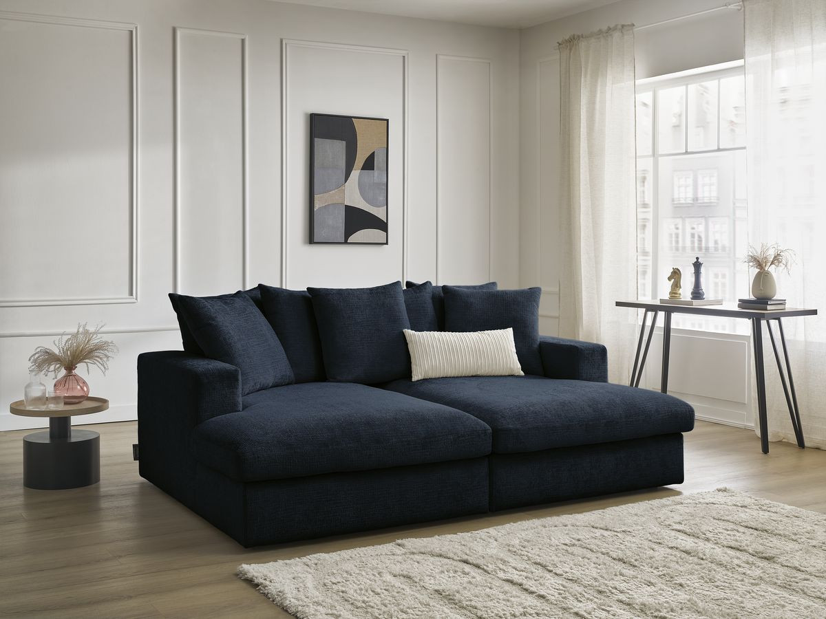 Canapé droit 3 places SIMEON assise profonde bleu foncé