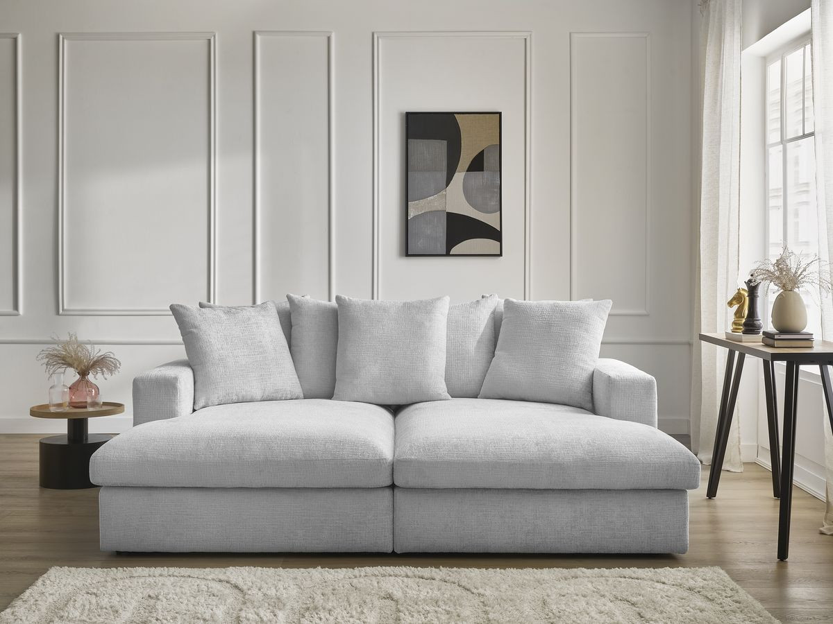 Canapé droit 3 places SIMEON assise profonde gris clair — vue 5