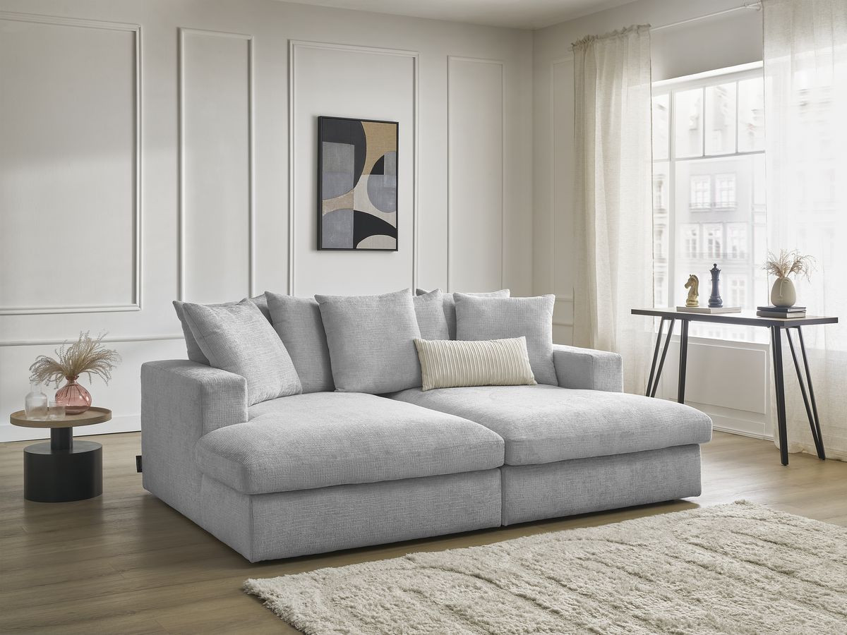 Canapé droit 3 places SIMEON assise profonde gris clair