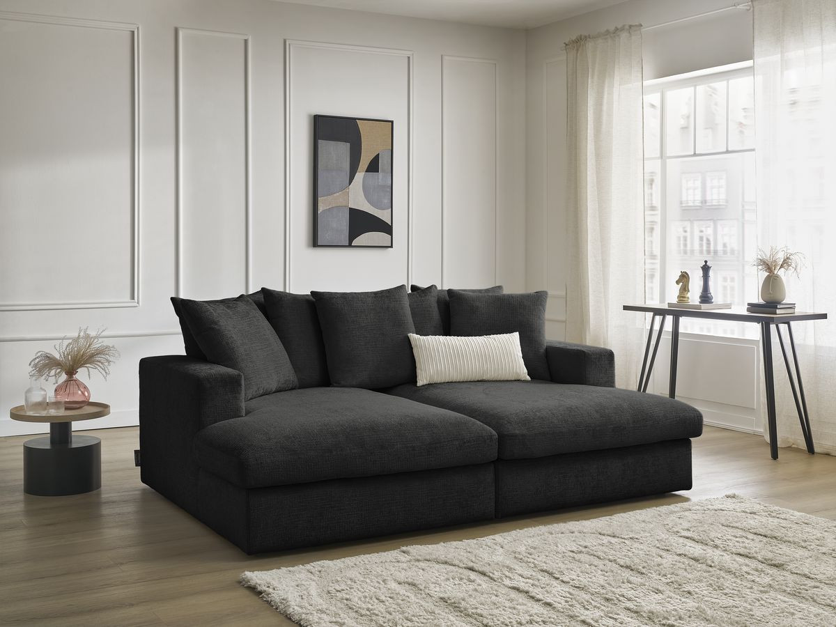 Canapé droit 3 places SIMEON assise profonde gris foncé