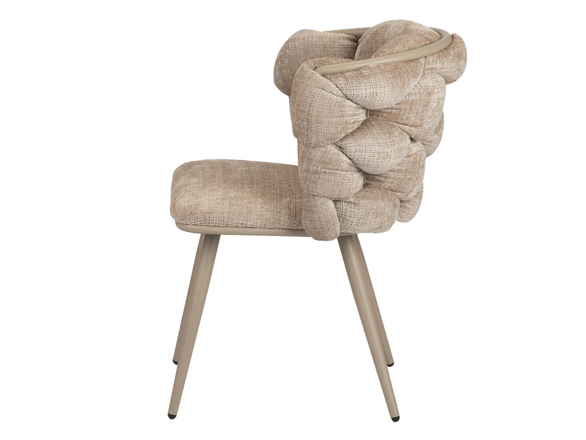 Lot de 2 chaises CHLOE tissu texturé et pieds métal effet bois