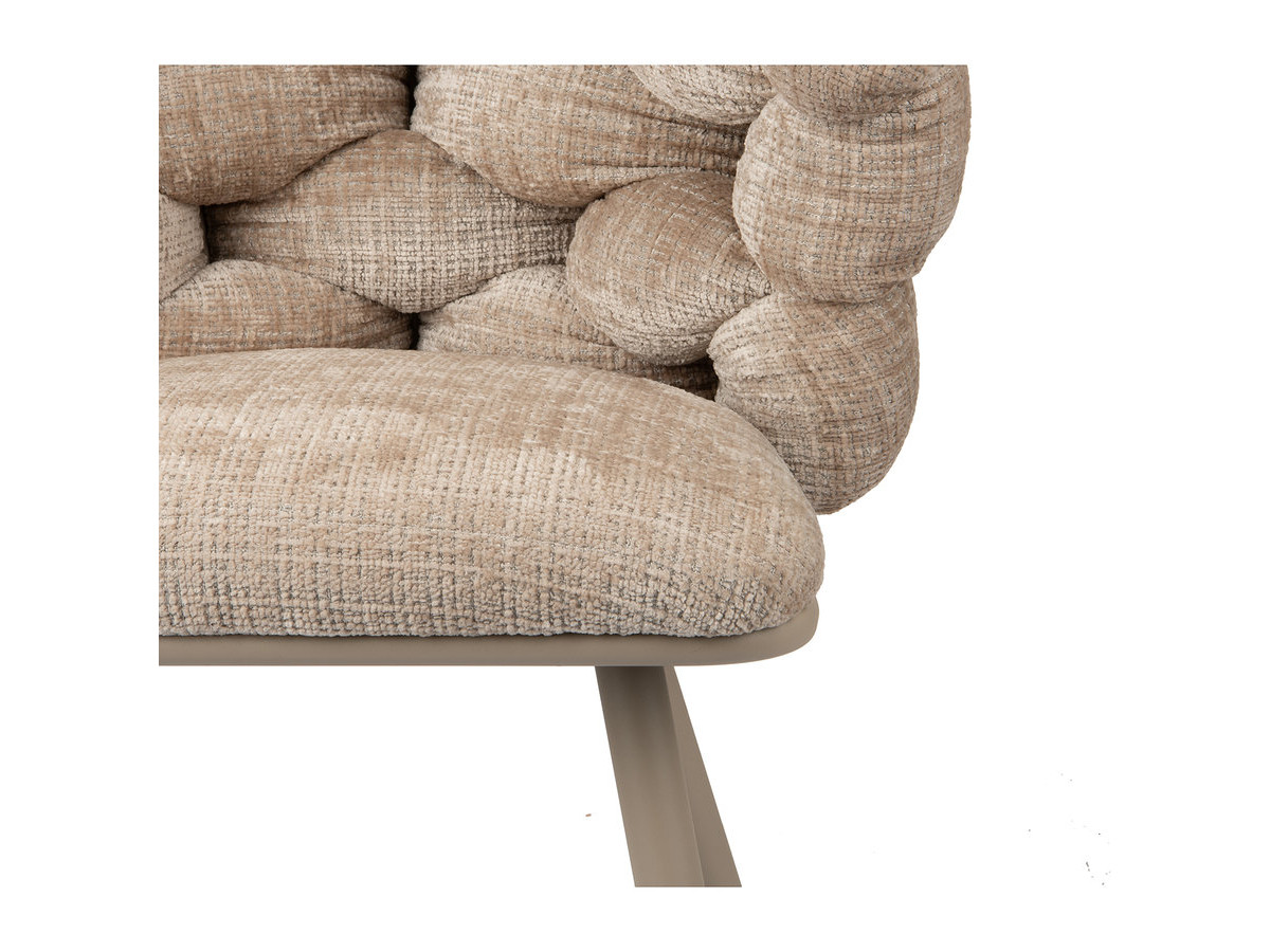 Lot de 2 chaises CHLOE tissu texturé et pieds métal effet bois