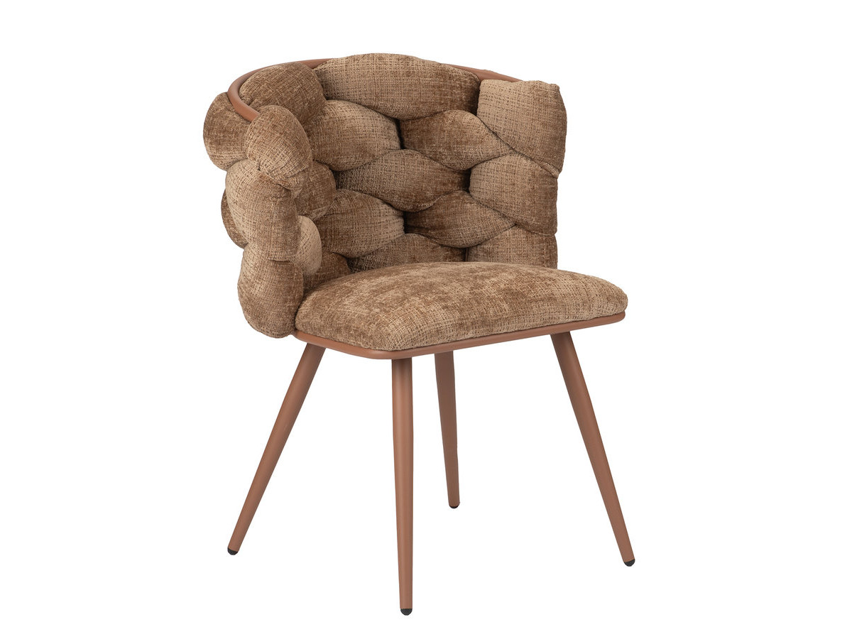 Lot de 2 chaises CHLOE tissu texturé et pieds métal effet bois