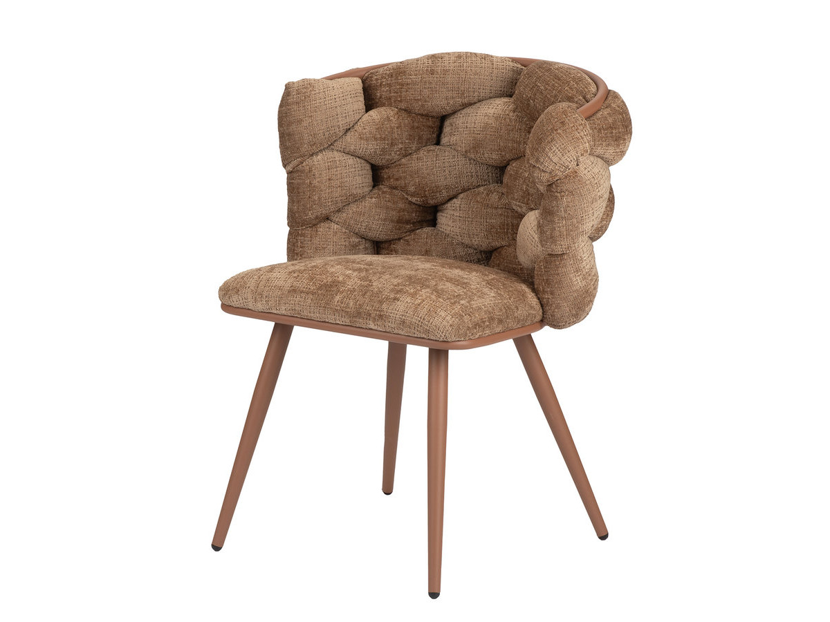 Lot de 2 chaises CHLOE tissu texturé et pieds métal effet bois