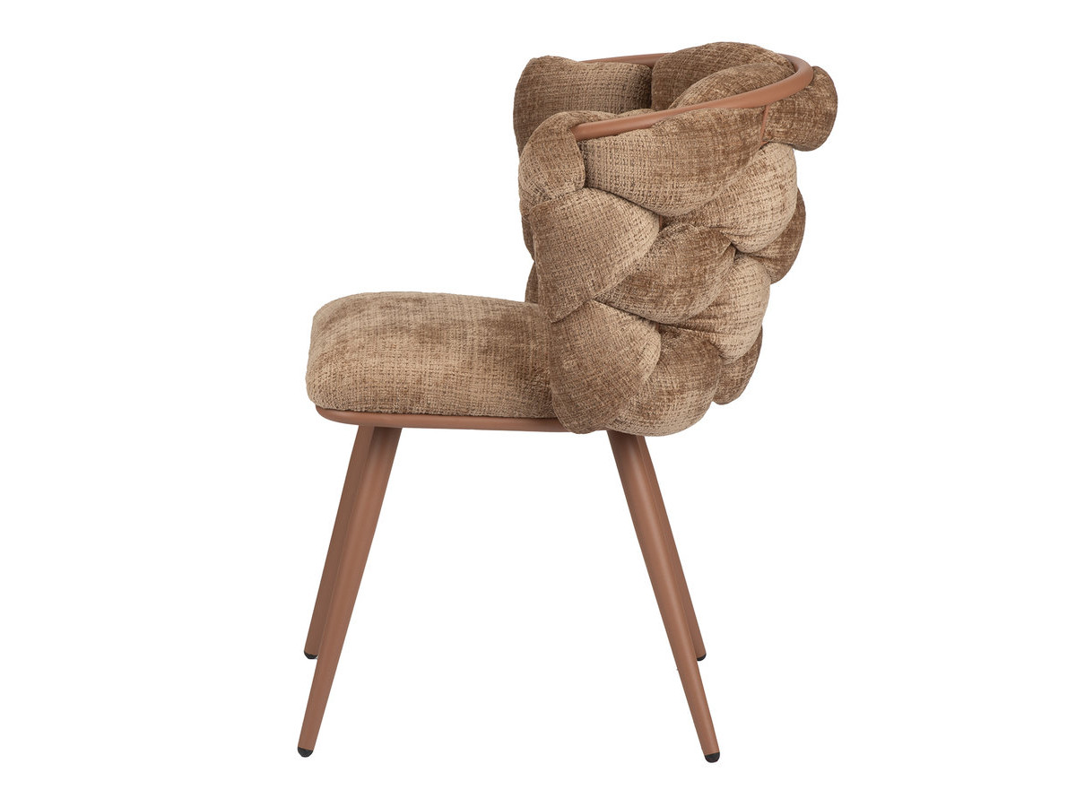 Lot de 2 chaises CHLOE tissu texturé et pieds métal effet bois