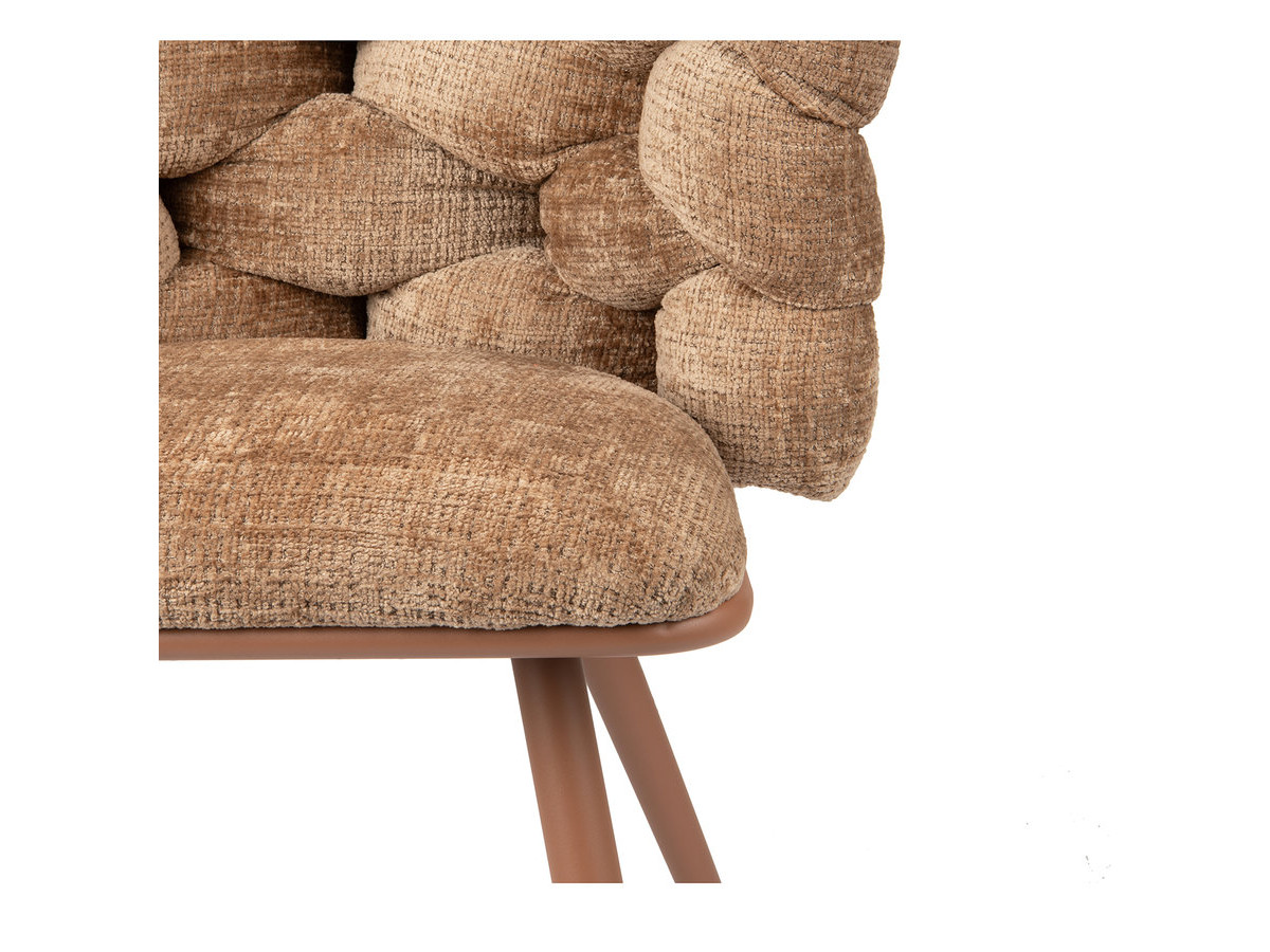 Lot de 2 chaises CHLOE tissu texturé et pieds métal effet bois
