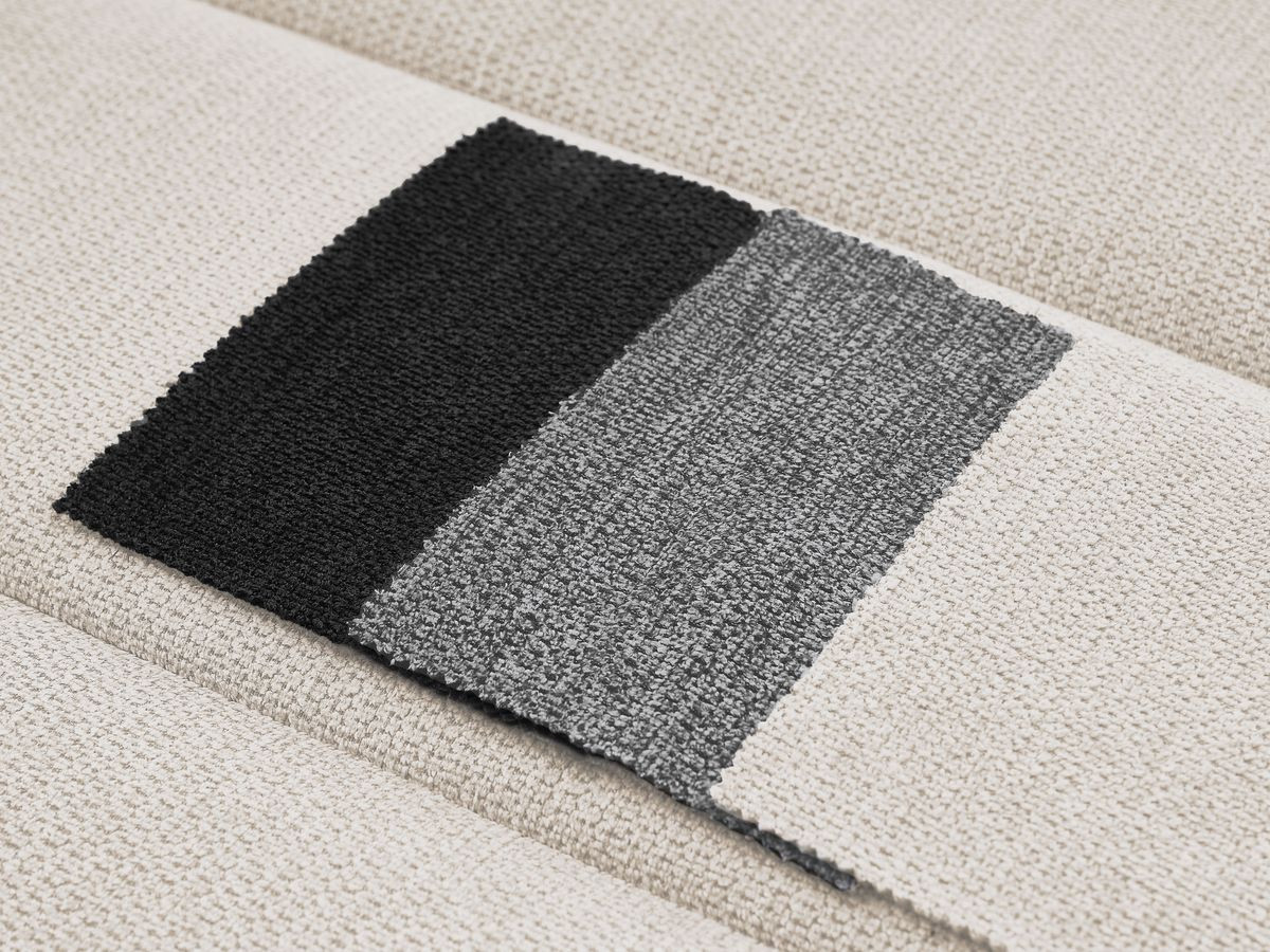 Canapé d'angle fixe EVEREST tissu chiné - Orange - Angle droit - 10 coussins