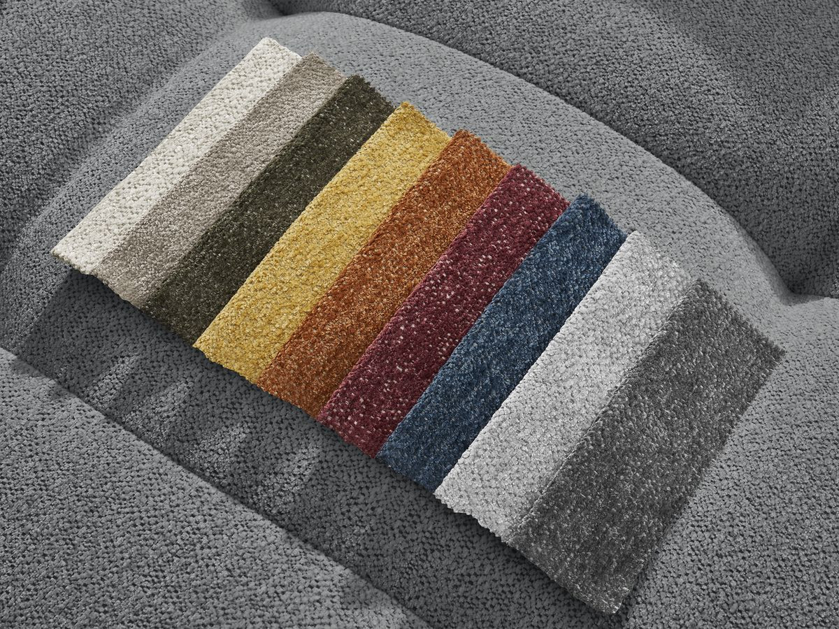 Canapé d'angle fixe EVEREST tissu chiné - Orange - Angle droit - 10 coussins