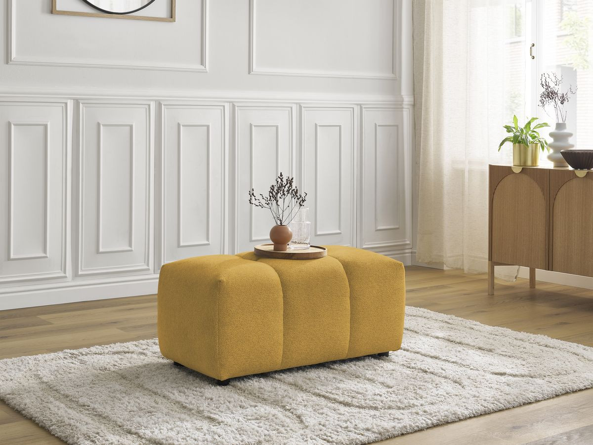 Canapé d'angle fixe EVEREST tissu chiné - Orange - Angle droit - 10 coussins