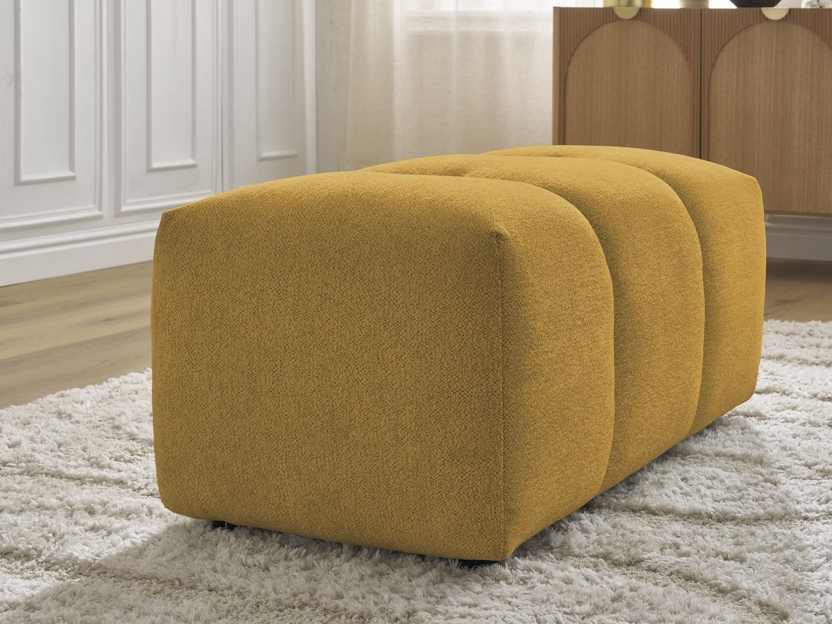 Canapé d'angle fixe EVEREST tissu chiné - Orange - Angle droit - 10 coussins