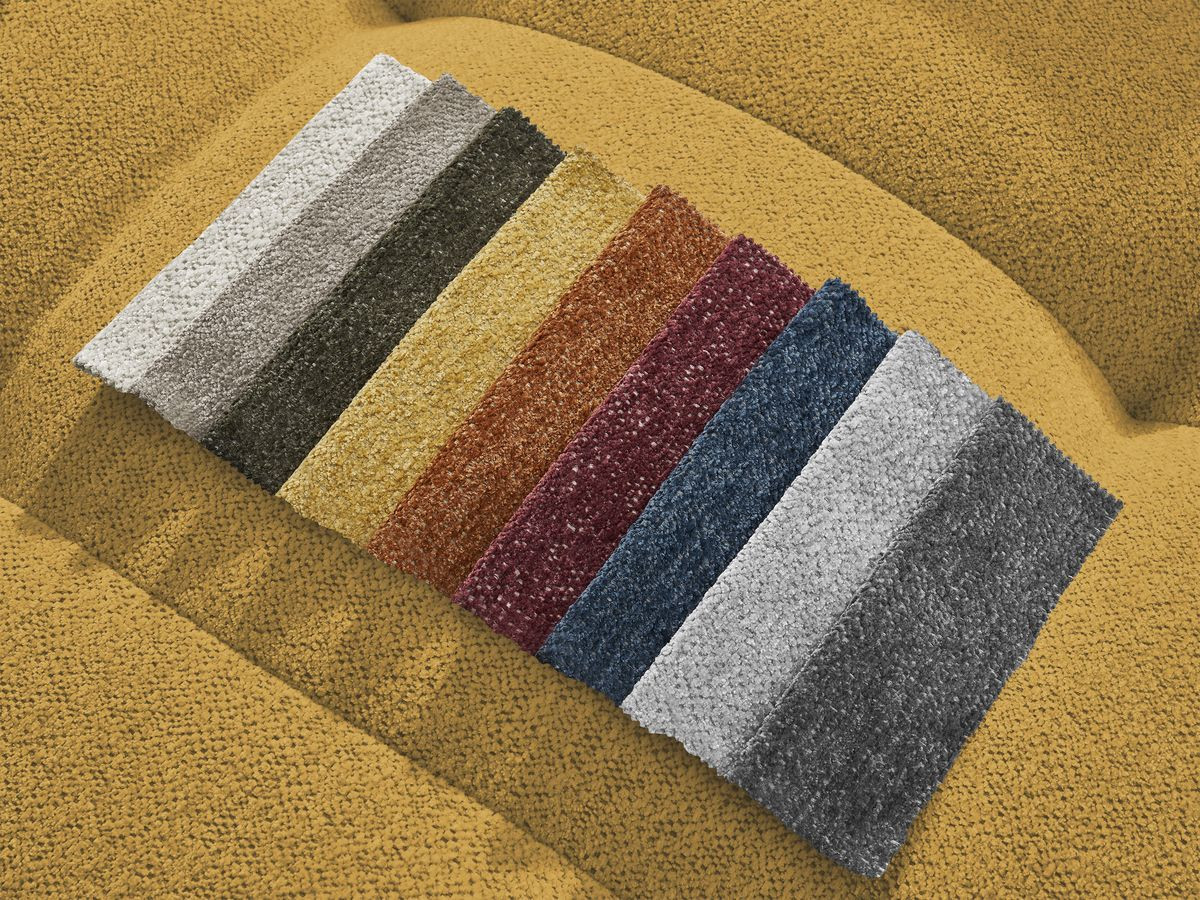 Canapé d'angle fixe EVEREST tissu chiné - Orange - Angle droit - 10 coussins