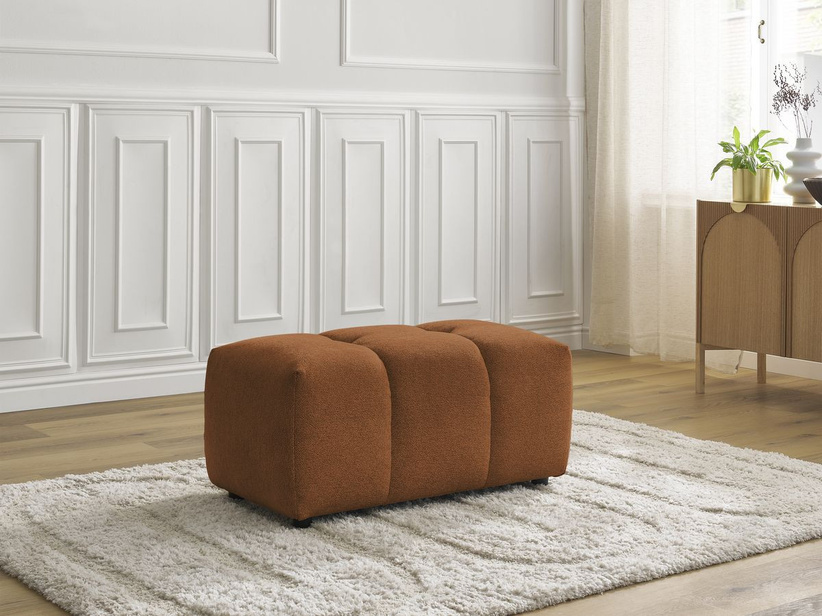 Canapé d'angle fixe EVEREST tissu chiné - Orange - Angle droit - 10 coussins