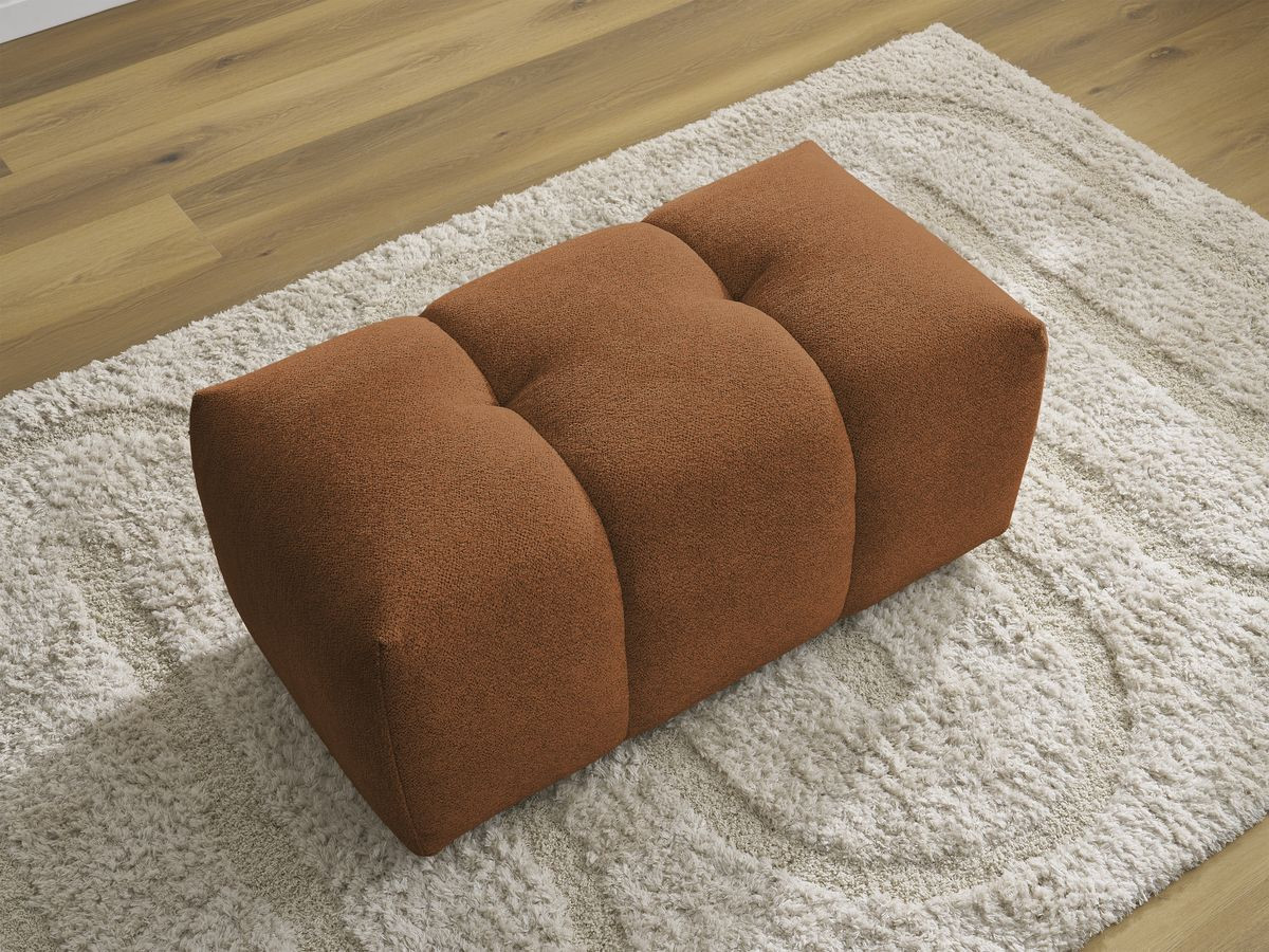 Canapé d'angle fixe EVEREST tissu chiné - Orange - Angle droit - 10 coussins
