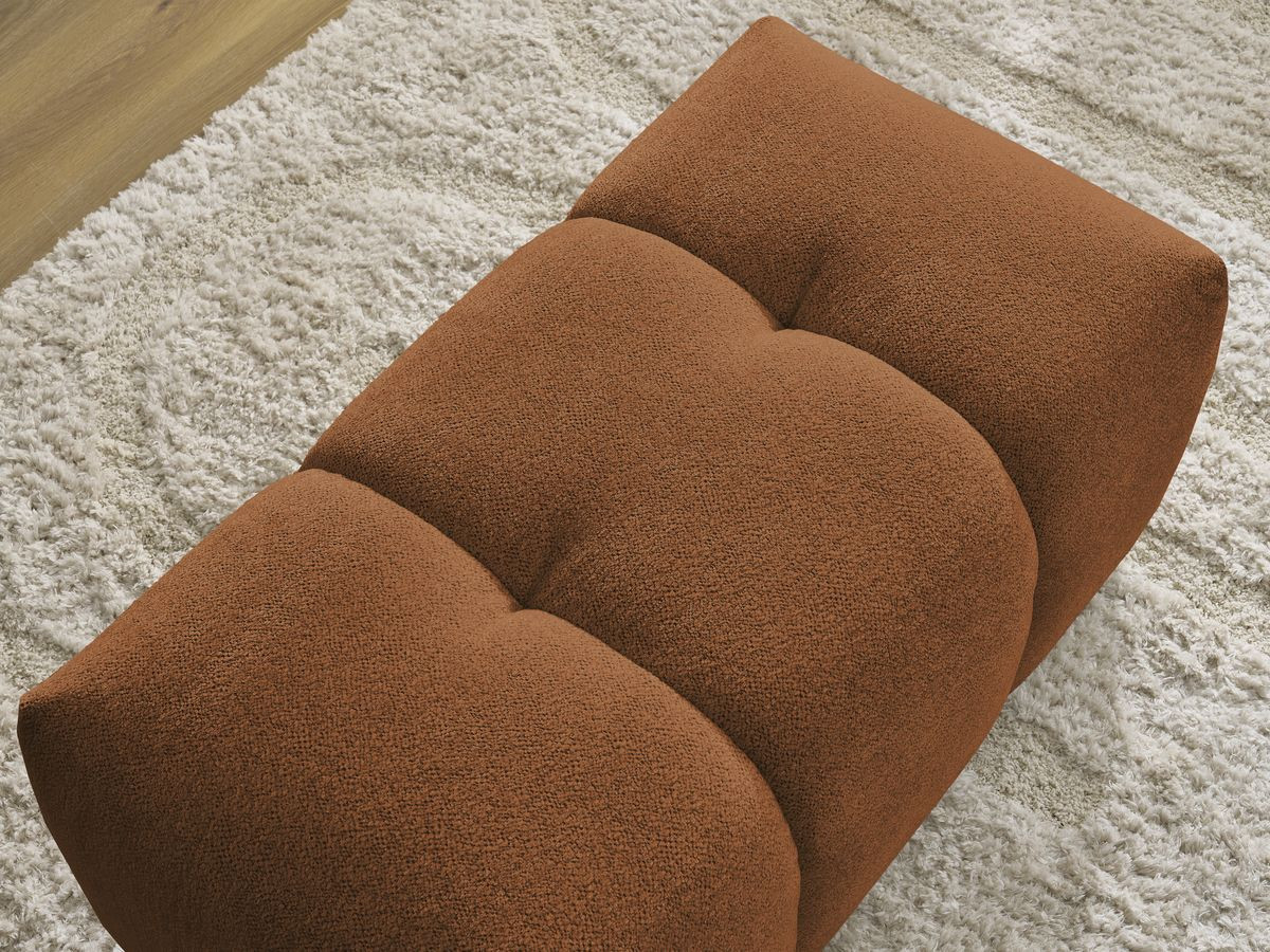 Canapé d'angle fixe EVEREST tissu chiné - Orange - Angle droit - 10 coussins