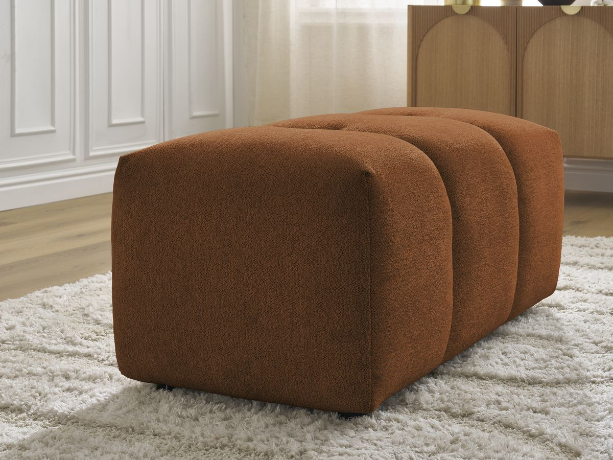 Canapé d'angle fixe EVEREST tissu chiné - Orange - Angle droit - 10 coussins