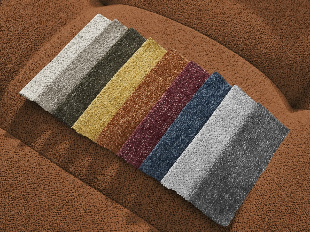 Canapé d'angle fixe EVEREST tissu chiné - Orange - Angle droit - 10 coussins