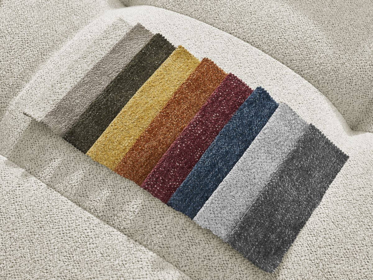Canapé d'angle fixe EVEREST tissu chiné - Orange - Angle droit - 10 coussins