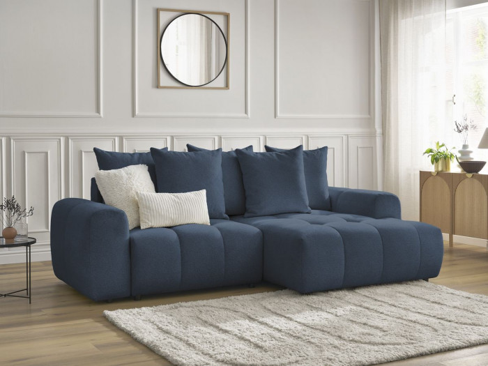 Canapé d'angle convertible coffre ROXELANE tissu chiné