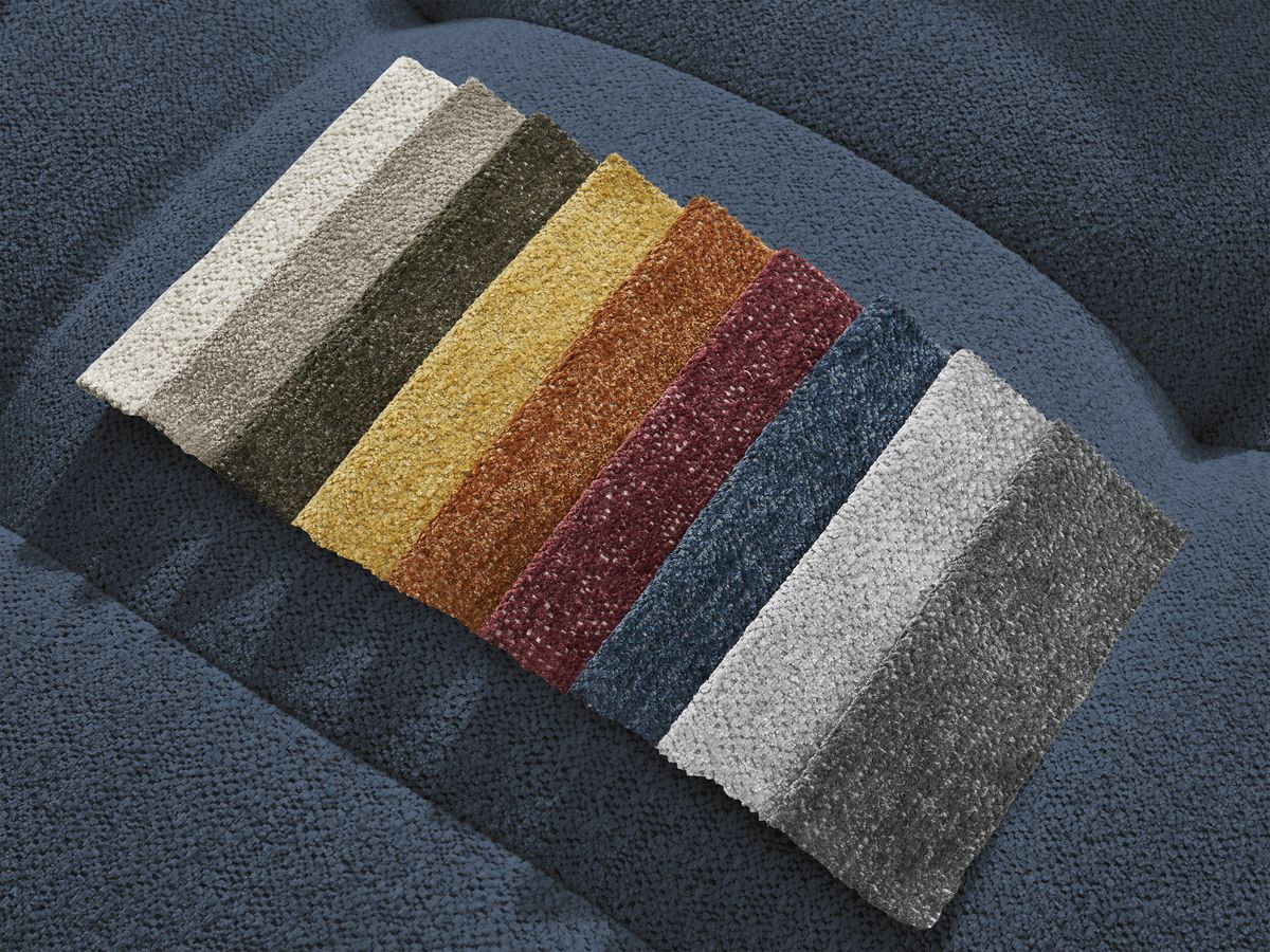 Canapé d'angle fixe EVEREST tissu chiné - Orange - Angle droit - 10 coussins