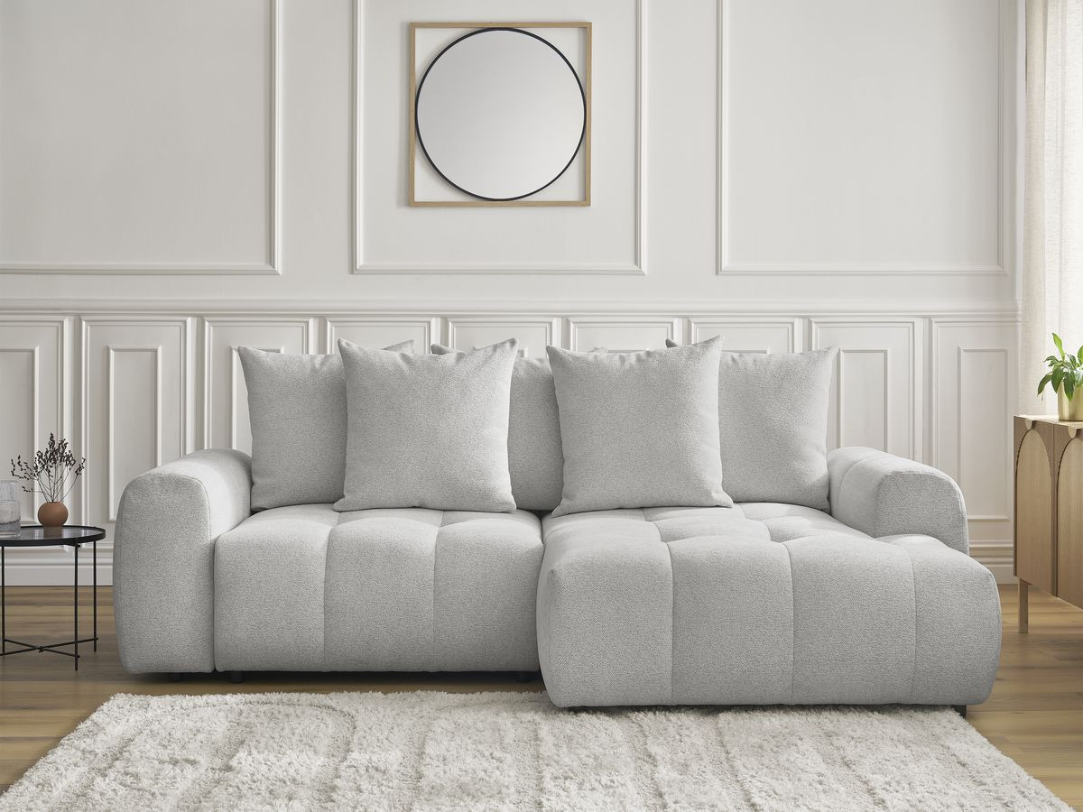 Canapé d'angle convertible coffre ROXELANE chiné gris clair — vue 5