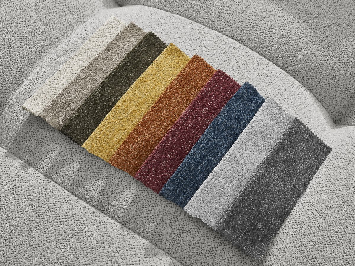 Canapé d'angle fixe EVEREST tissu chiné - Orange - Angle droit - 10 coussins