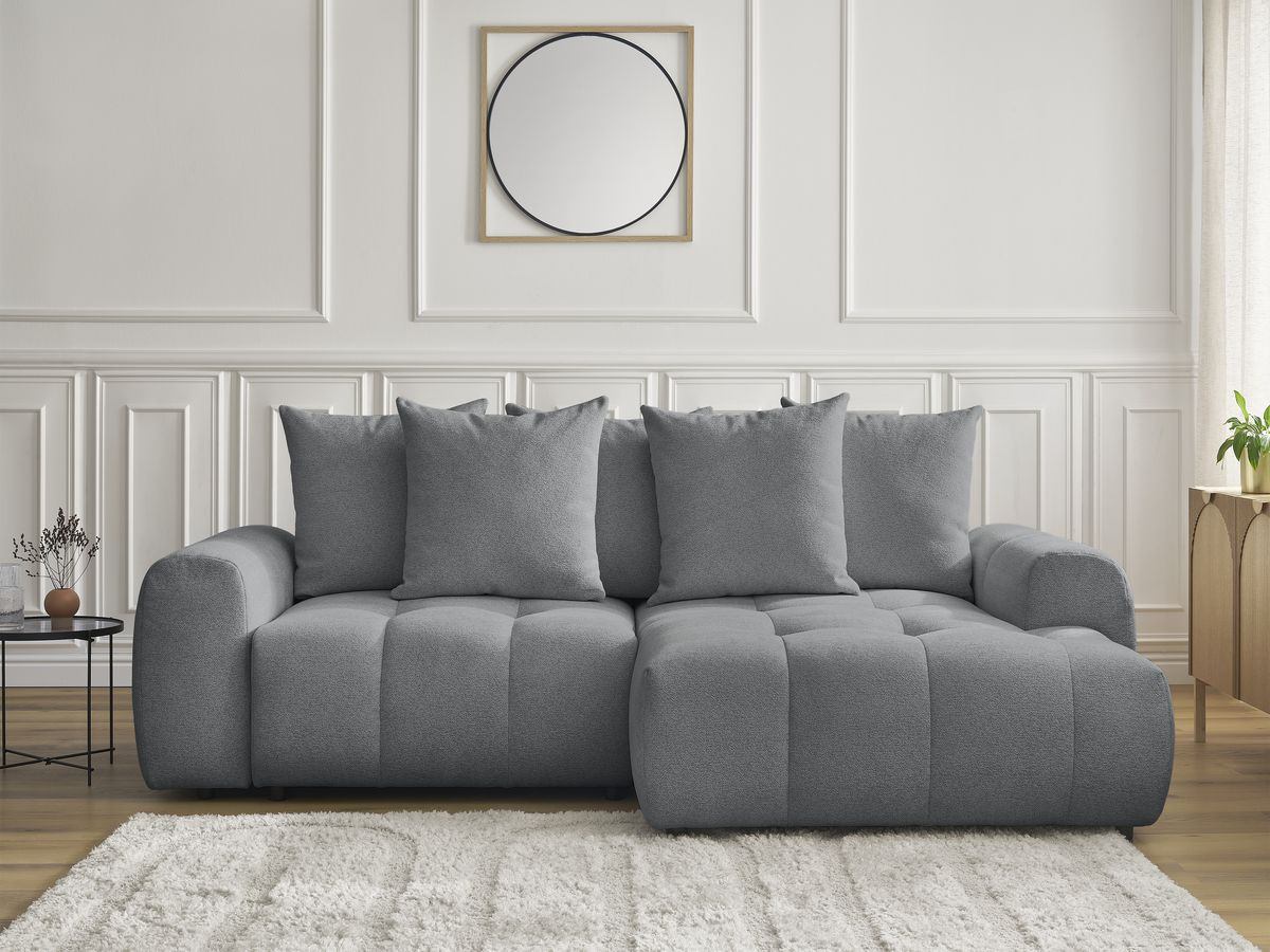 Canapé d'angle convertible coffre ROXELANE chiné gris foncé — vue 5