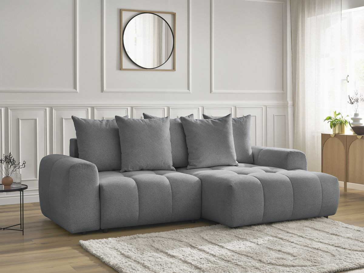 Canapé d'angle convertible coffre ROXELANE tissu chiné