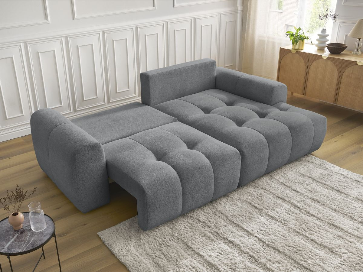 Canapé d'angle convertible coffre ROXELANE tissu chiné