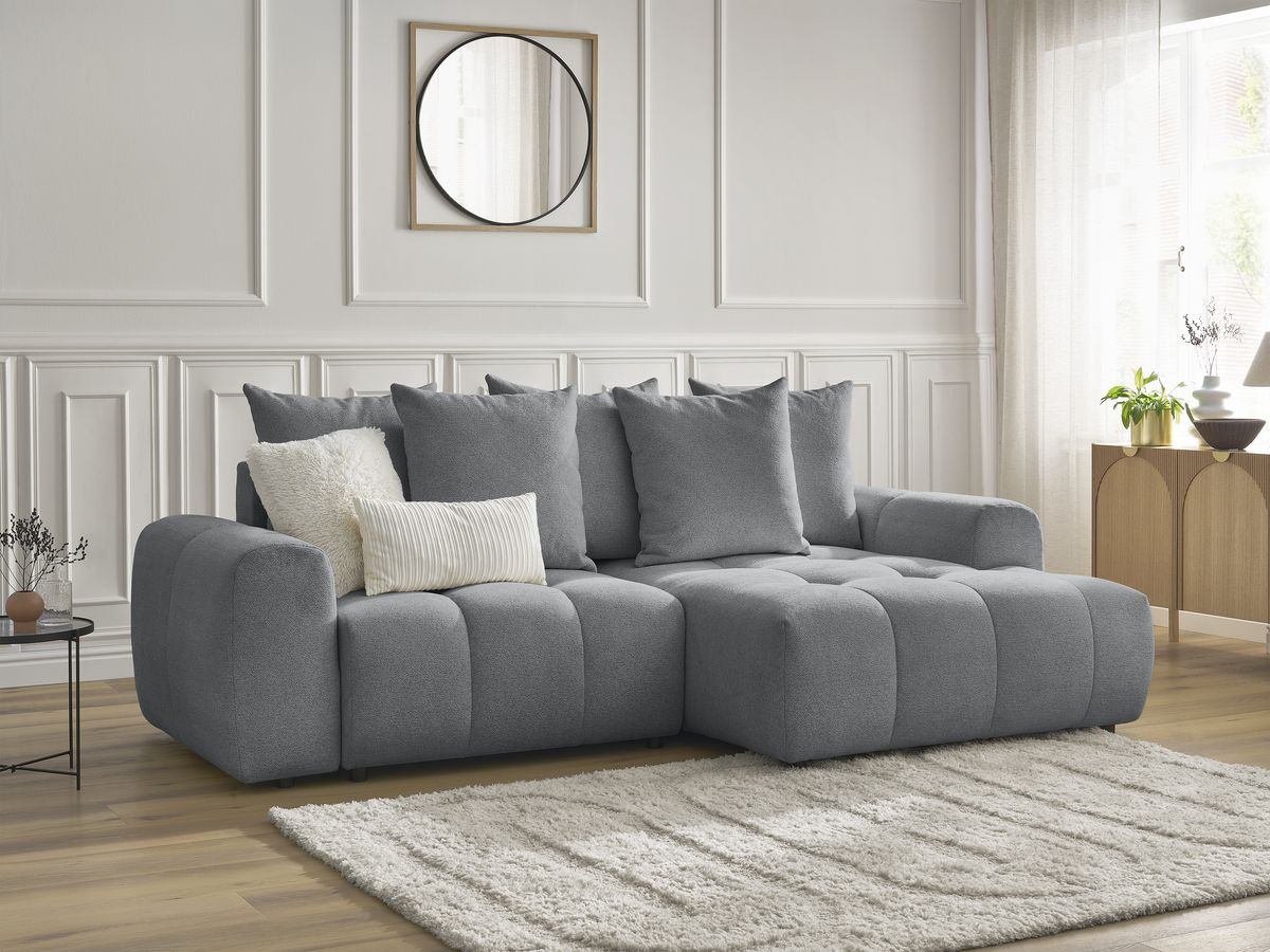 Canapé d'angle convertible coffre ROXELANE tissu chiné