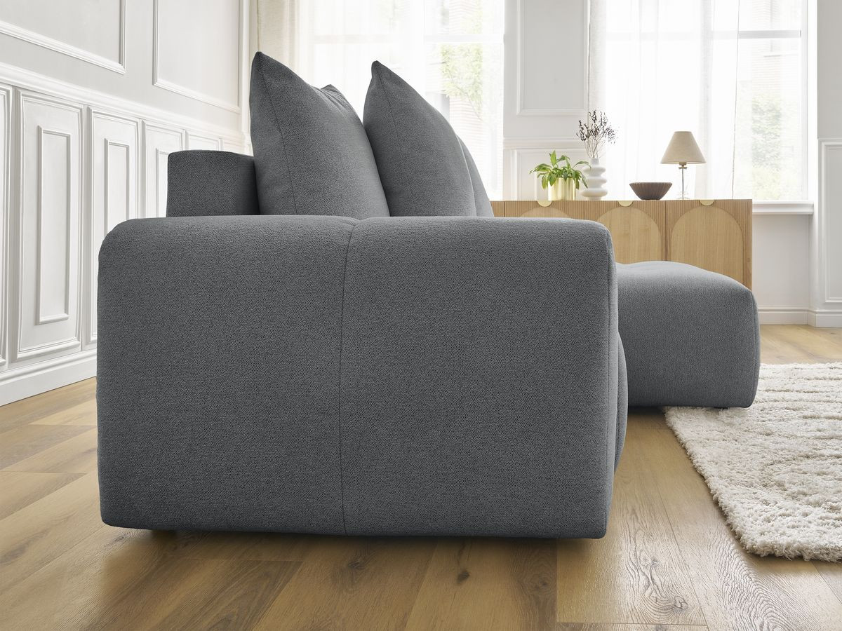 Canapé d'angle convertible coffre ROXELANE tissu chiné