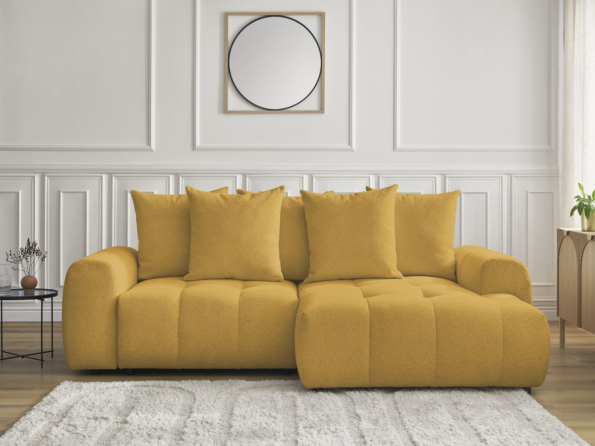 Canapé d'angle convertible coffre ROXELANE chiné jaune — vue 5