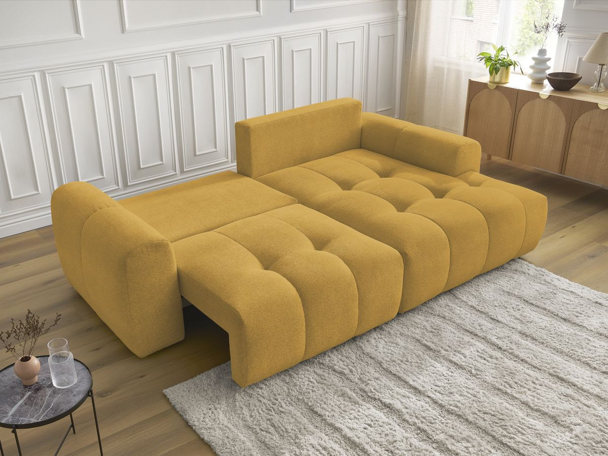 Canapé d'angle convertible coffre ROXELANE tissu chiné