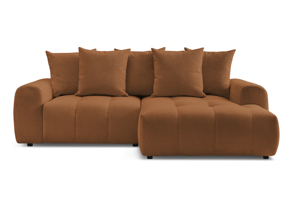 Canapé d'angle fixe EVEREST tissu chiné - Orange - Angle droit - 10 coussins