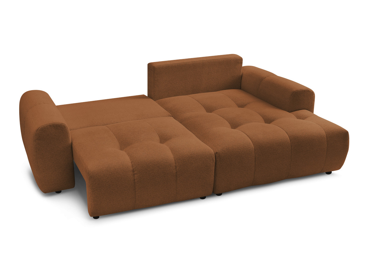 Canapé d'angle fixe EVEREST tissu chiné - Orange - Angle droit - 10 coussins