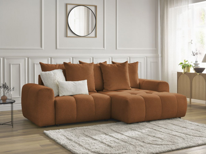 Canapé d'angle convertible coffre ROXELANE tissu chiné