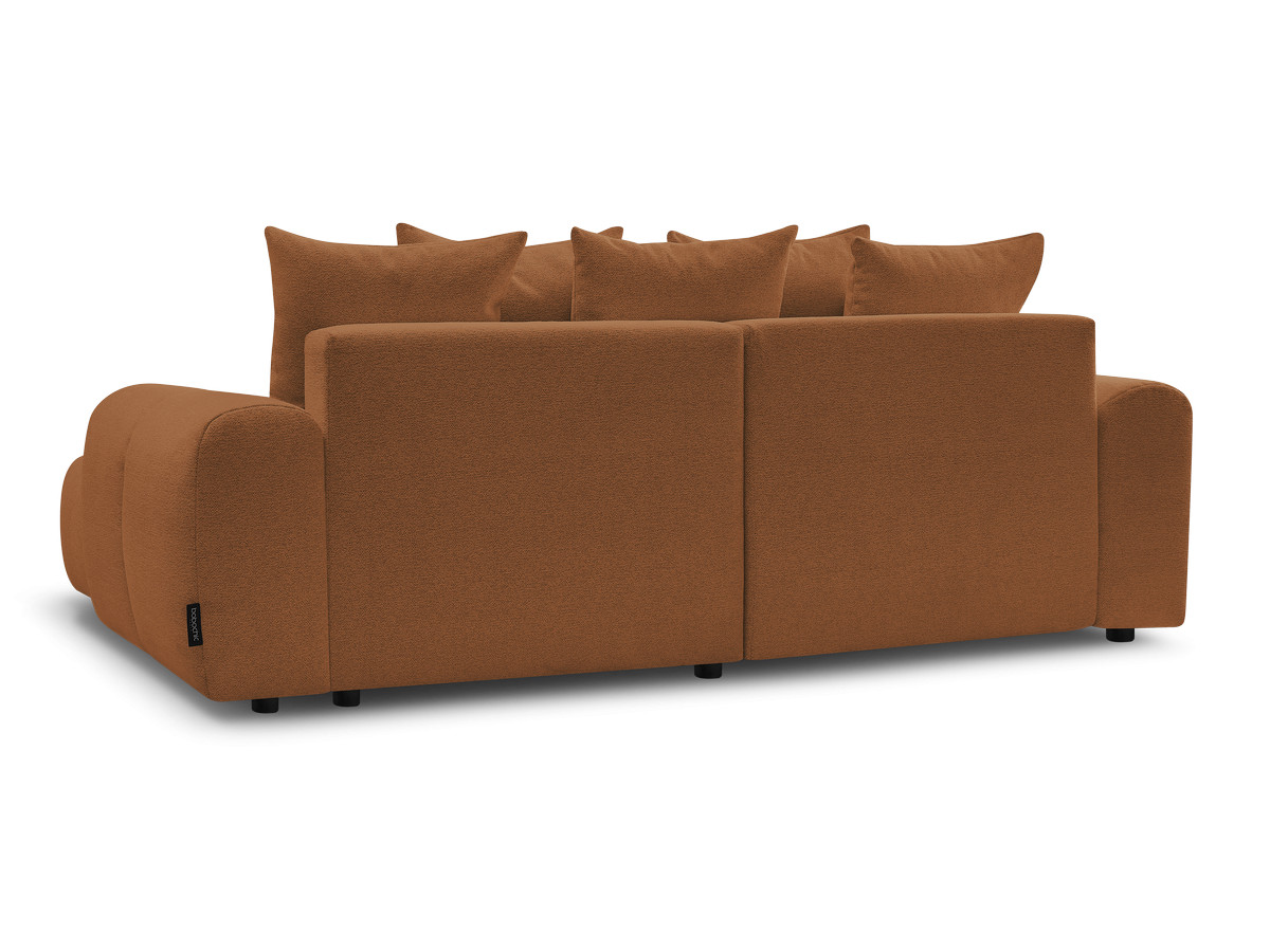 Canapé d'angle fixe EVEREST tissu chiné - Orange - Angle droit - 10 coussins