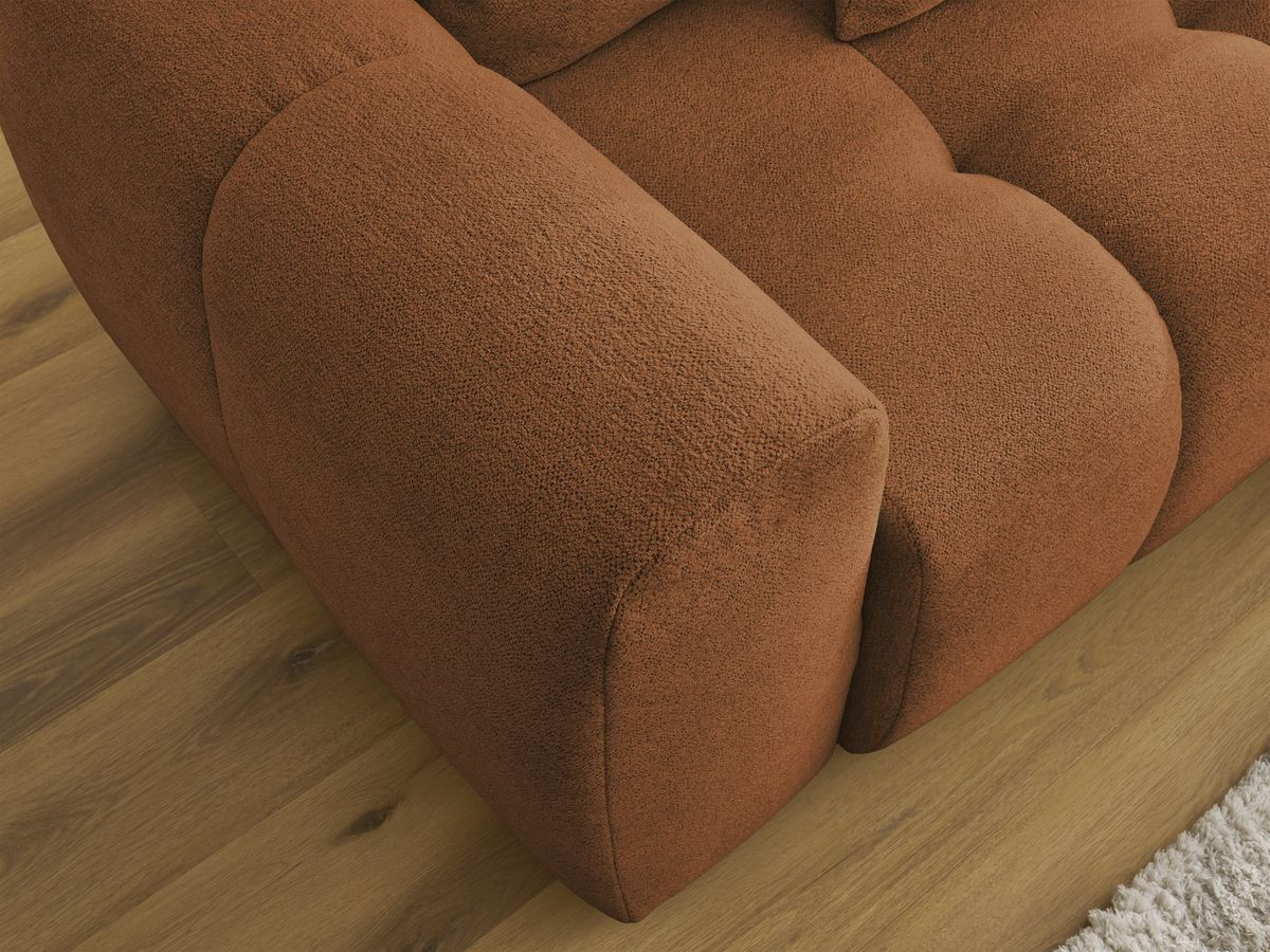 Canapé d'angle fixe EVEREST tissu chiné - Orange - Angle droit - 10 coussins